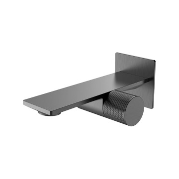 Jasupi Newest design Gun metal grey Hot and Cold Water Tap Brass Wall Mount Concealed Waterfall Bathroom Basin Sink Faucet