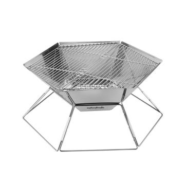Portable Hexagonal Fire Table Barbecue Grill - Stainless Steel Camping Stove