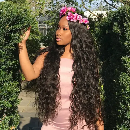 30 Inch Brazilian Virgin Hair 100 Percent Water Wave HD Lace Frontal Wig Peruvian Water wave Wig Deep Curly Wave Human Hair Wig