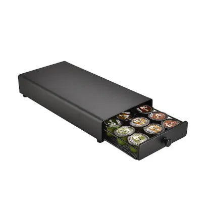 Black Coffee Pod Holder for 33 Nespresso, 18 Dolce Gusto, and 24 Lavazza Pods - Kitchen Counter Drawer Storage