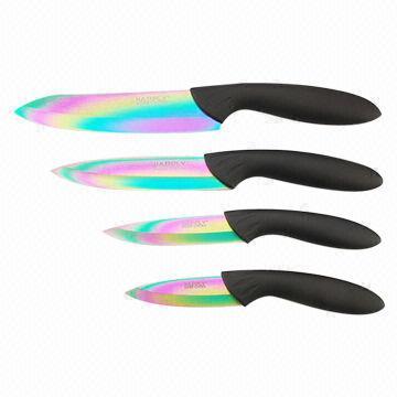 Ceramic Knife, Zirconium Oxide and Titanium Coating Blade, ABS + TPR Handle