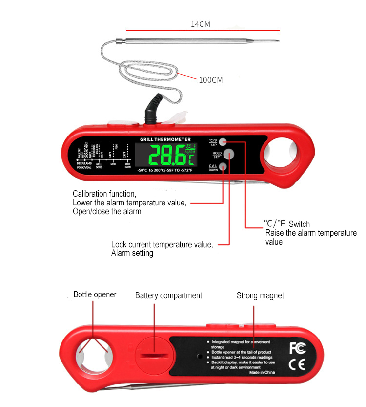 BBQ Thermometer for meat with probe