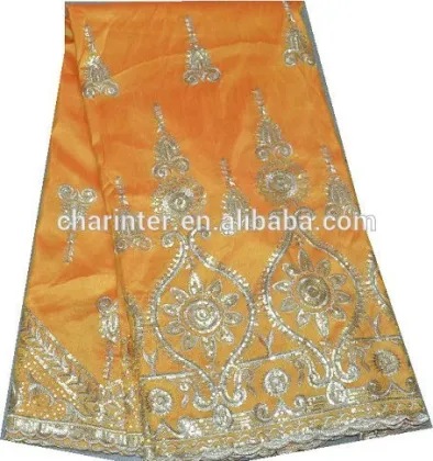 high quality George fabric(PG14009) raw silk embroidery George lace