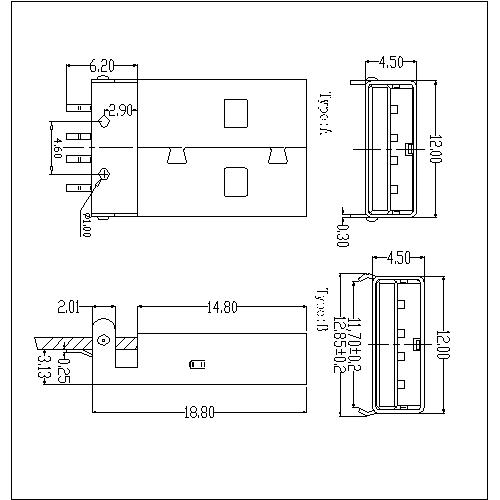 UAMM01 1 USB A Type Plug SMT