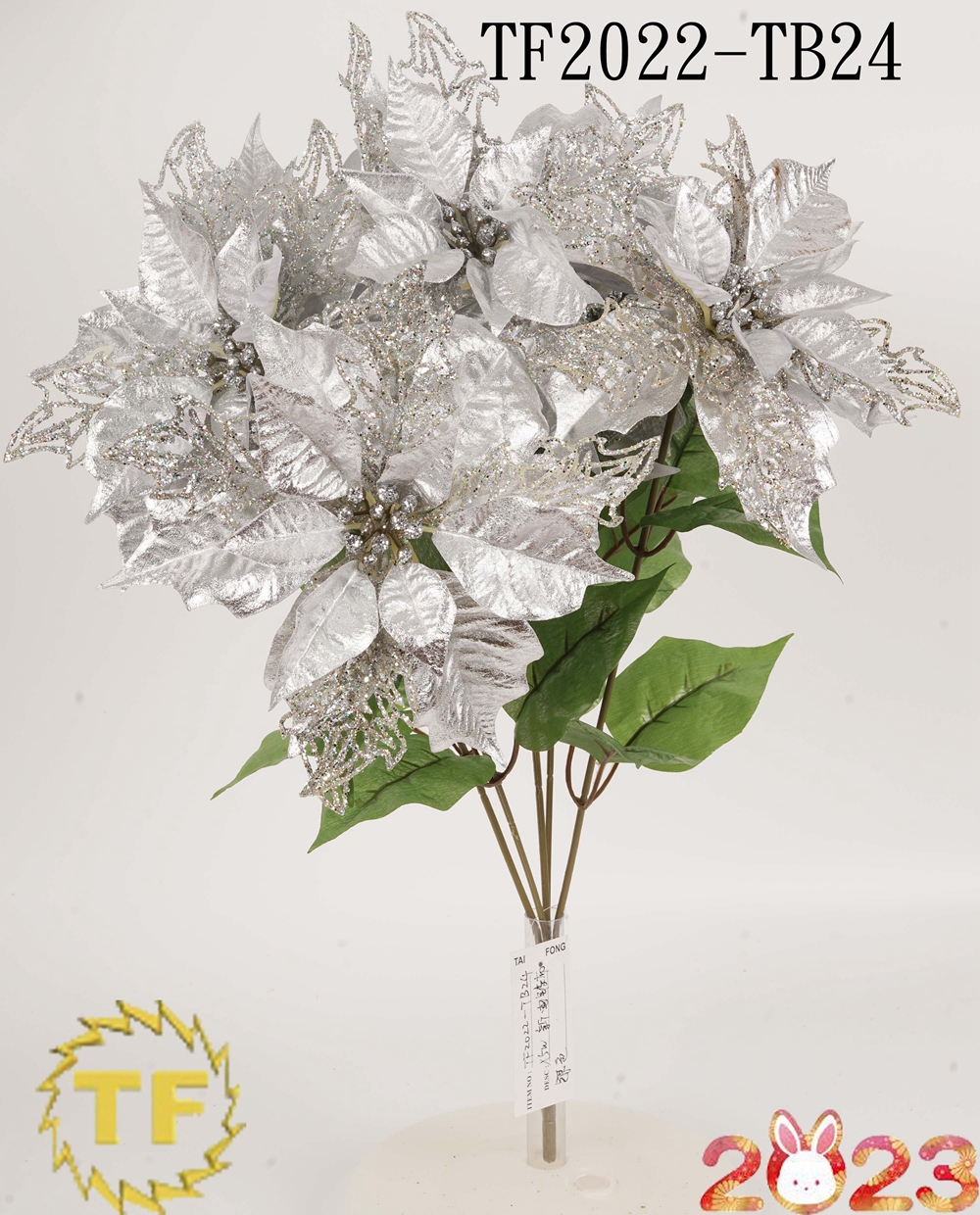 22 "Silver Metallic Glitter Spiked Bush