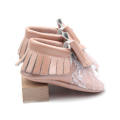 Mocassins en cuir pour bébé mignon en dentelle à semelle souple Bowknot