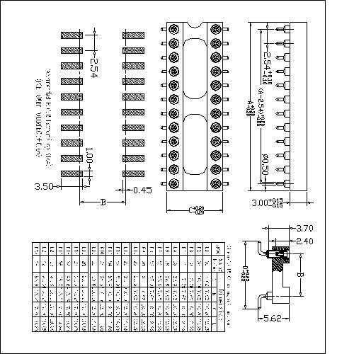 SOCKE IC SMT (H = H = 3.0 L = 7.4)