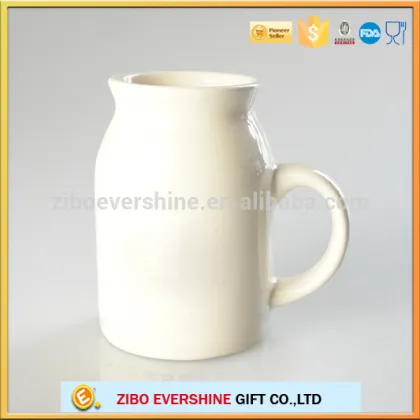 simple white ceramic milk bottle with handle 250ml