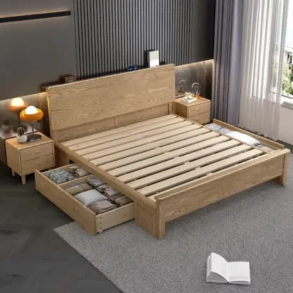 Modern Wood Customized Storage Bed Designs for Minimalist Whole House Furnishing