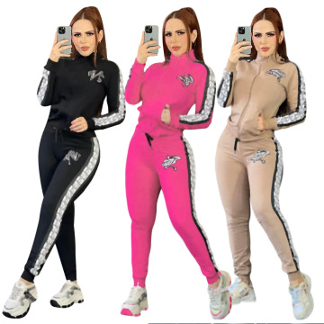 J2923 Autumn Winter Winter Women's Luxury Stamping Jogging Pants and Track Set