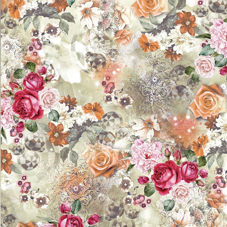 Custom Digital Printed Polyester Floral Dress Chiffon Fabric