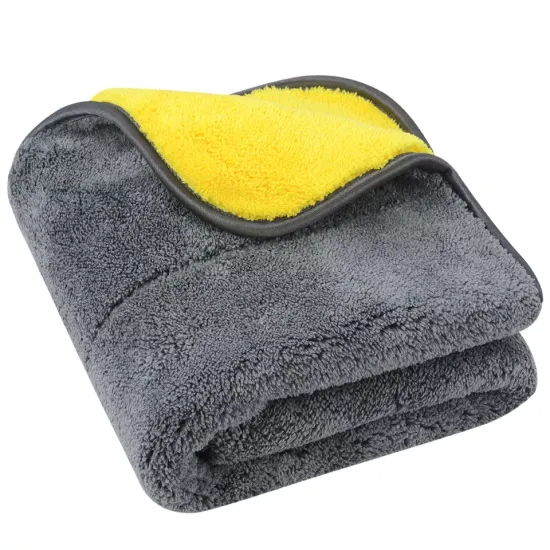 Factory Supply: 800gsm Dual Layer Absorbent Plush Car Cleaning Drying Microfiber Towels