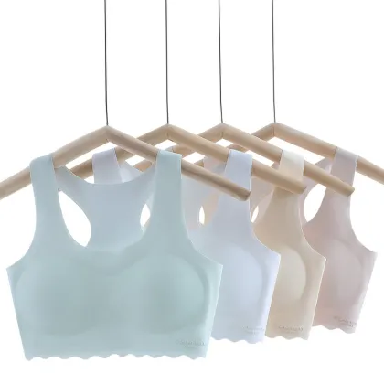Seamless Ice Silk Cross Back Bra Camisoles for Girls' Middle and High School Sports Underwear