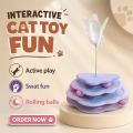 Disco de quebra-cabeça interativo de penas de brinquedo de pista de gato de plástico ecológico com bolas rolantes