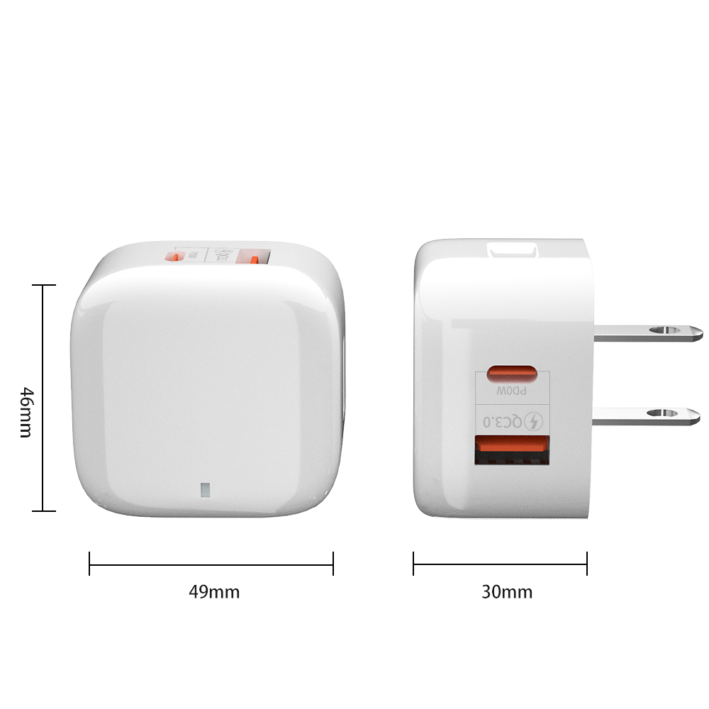 20 واط usb-c + qc شاحن الولايات المتحدة المكونات