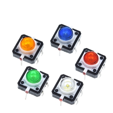 1pcs 12x12x7.3 मिमी स्पर्श पुश बटन स्विच स्विच एलईडी 5 रंग