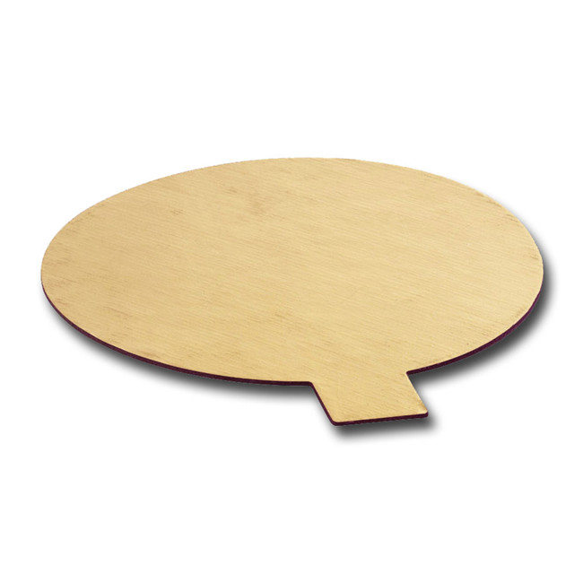 Round gold cake board with tab