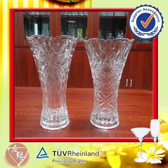 Beautiful embossed 235mm tall high flint glass vases wholesale cheap