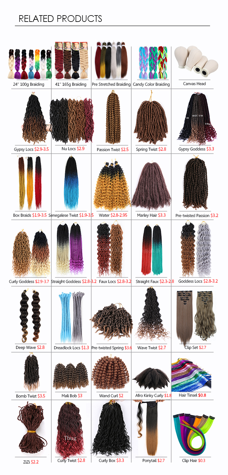Wholesale Synthetic Wave Ponytail Crochet Hair Extension Synthetic Hair Pieces Attachment Hair for Braids