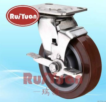 Heavy duty side brake stainless steel caster wheels