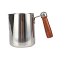 Stainless Steel Milk Frothing Pitcher With Wooden Handle