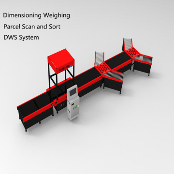 Automatisiertes Sortierfördersystem mit Wiegen und Dimensionierung für Logistiklager