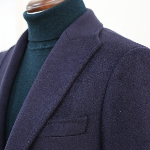 New Men's Cashmere Overcoat with Shawl Lapel