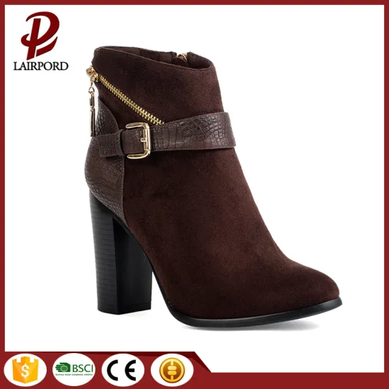 Gold fasteners cashmere leather suede shoes boots