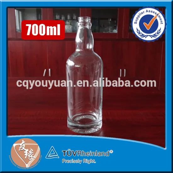 Cheap price round heavy weight 700ml customized frosted liquor bottles with screw cap