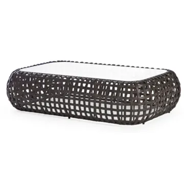 Outdoor Patio Garden Marble Stone Rattan Coffee Table