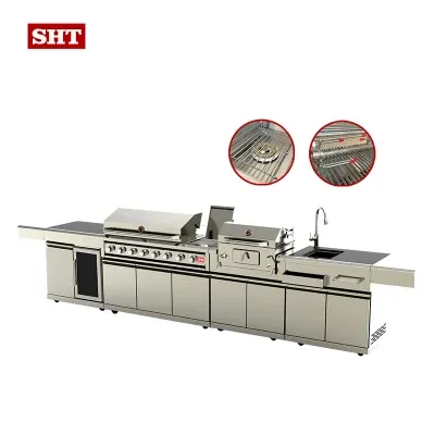 Professional Argentine Gas Charcoal Grill Outdoor BBQ Island Kitchen