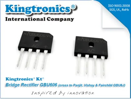 Kt Kingtronics Bridge Rectifier GBU606 (Cross to Panjit, Vishay & Fairchild GBU6J)