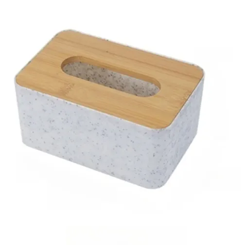 Rectangle Plastic Paper Towel Box with Bamboo Lid