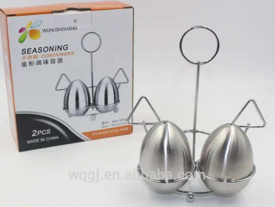 Kitchen Seasoning Containers Set Egg Design Salt and Pepper Shakers Stainless Steel Spice Jar Shaker