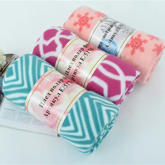 Perfect 100% Polyester Travel Blanket Cheap Printed Polar Fleece Throw Blanket With Logo