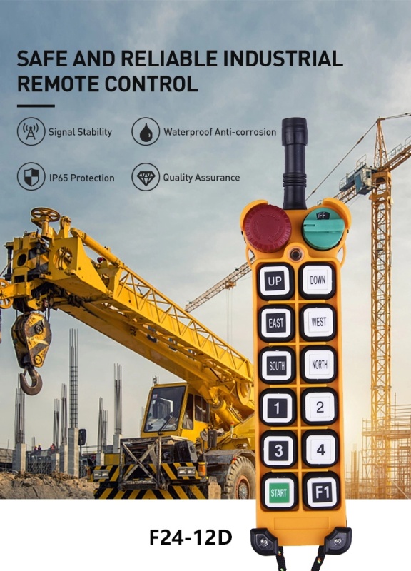 Remote Control F24-12D: 12-Button Wireless Crane Radio for Industrial Use