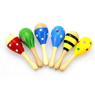 1pc Wooden Maracas Musical Instrument Baby Rattle Sand Hammer Wooden Toy Newborn Kid Party Gift Children Party Game Music Toy