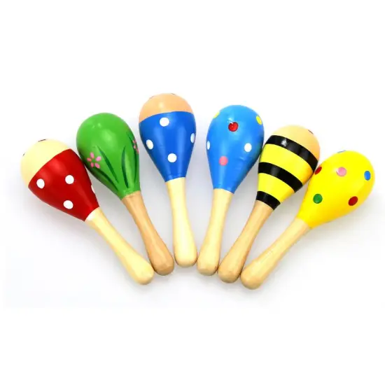 1pc Wooden Maracas Musical Instrument Baby Rattle Sand Hammer Wooden Toy Newborn Kid Party Gift Children Party Game Music Toy