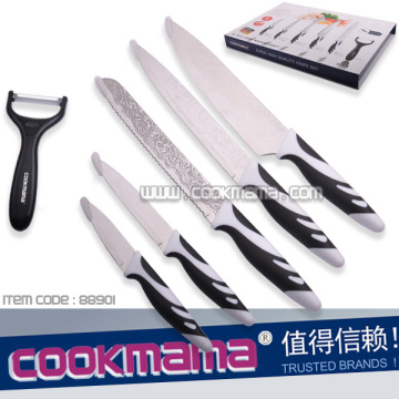 6st Etched Blade Knife Set med presentförpackning