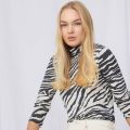 Damen Mode Zebra bedruckte Langarm-T-Shirts