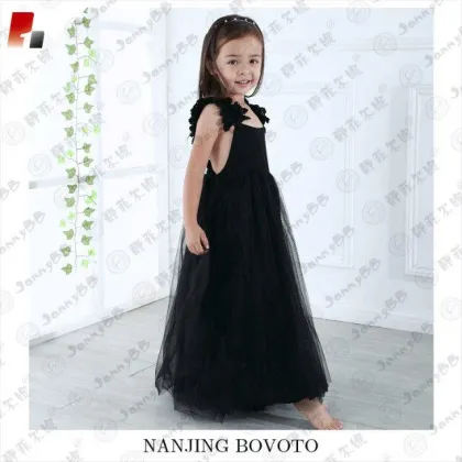 black couture ball gown flower girl dress