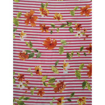 Stripe Flower Polyester Bubble Crepe Printing Fabric
