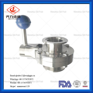 Manual Stainless Steel TC dikepit Butterfly Valve