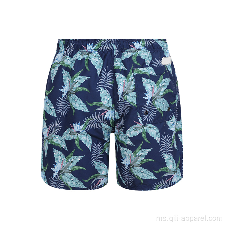 Seluar Pantai Biru Custom Sublimation Swim Trunks Male