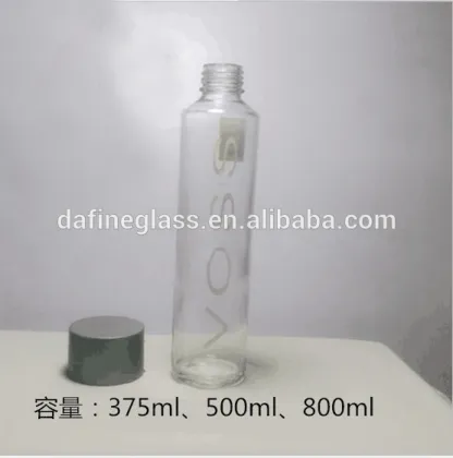16oz clear cylinder round shape glass voss bottle voss mineral water bottle with plastic cap                        
                                                Quality Choice