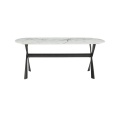 luxury unique kitchen dining tables rectangular square shaped artificial marble top 6 seater Aluminum leg slate dining table