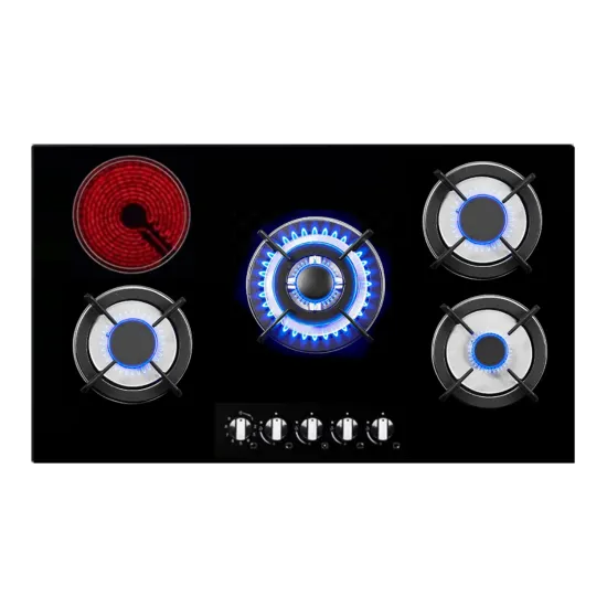 Hot Selling Zhongshan Nuoyi 4 Gas 1 Electric Burner Tempered Glass Kitchen Hob