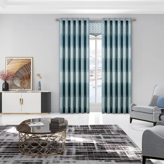 Modern Black Out Curtains with Jacquard Printing: Ideal for Office and Living Room Décor