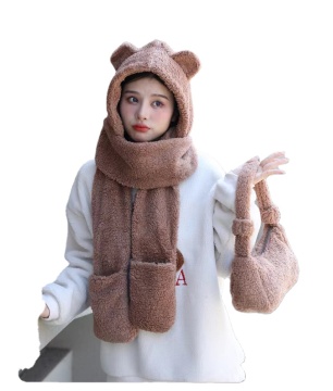 Hot Selling Brown Bear Hat Gloves Set: Thick Warm Designer Accessory Bundle