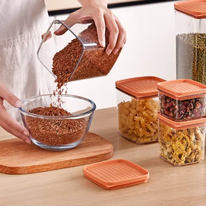 Sealed Transparent Plastic Jar for Kitchen